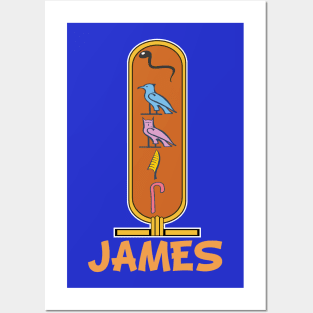 JAMES-American names in hieroglyphic letters-James, name in a Pharaonic Khartouch-Hieroglyphic pharaonic names Posters and Art